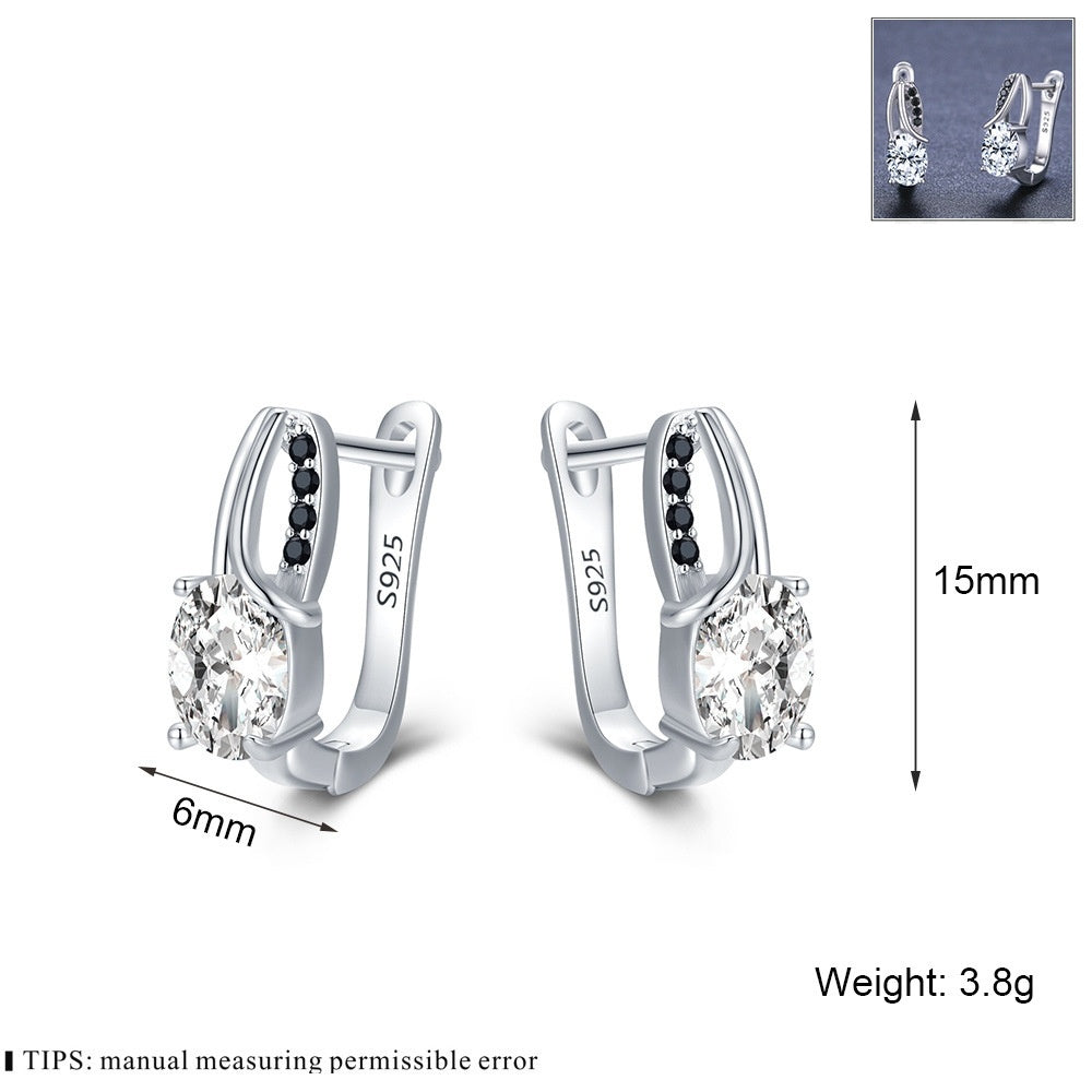 Ships from The United States - Zircon Rhinestone Stud Earrings Silver - Goldz.vip