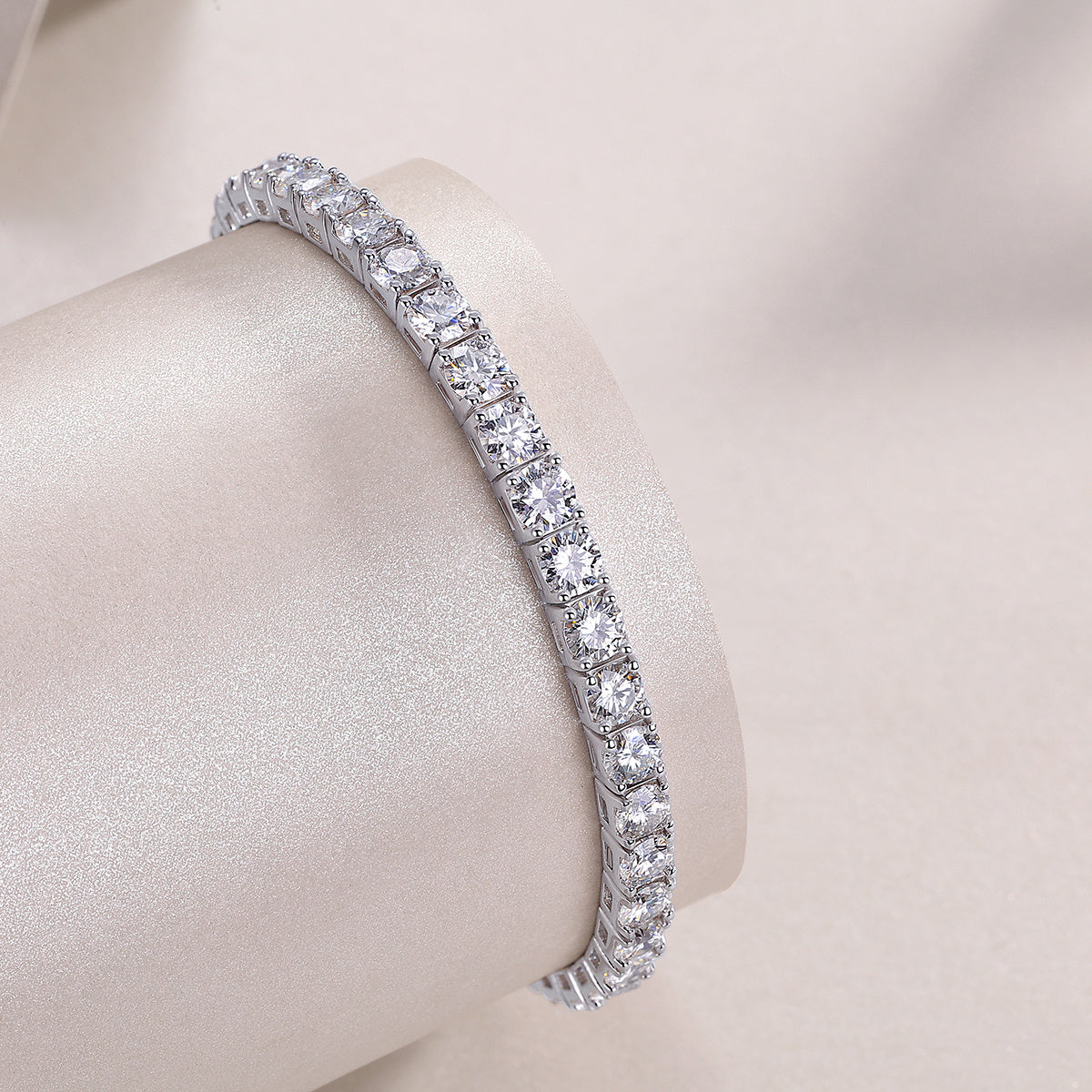Goldz.vip - Silver Tennis Bracelet with Moissanite Gemstones - United States Seller - Dripped out Ice - Dances Rainbow Colors