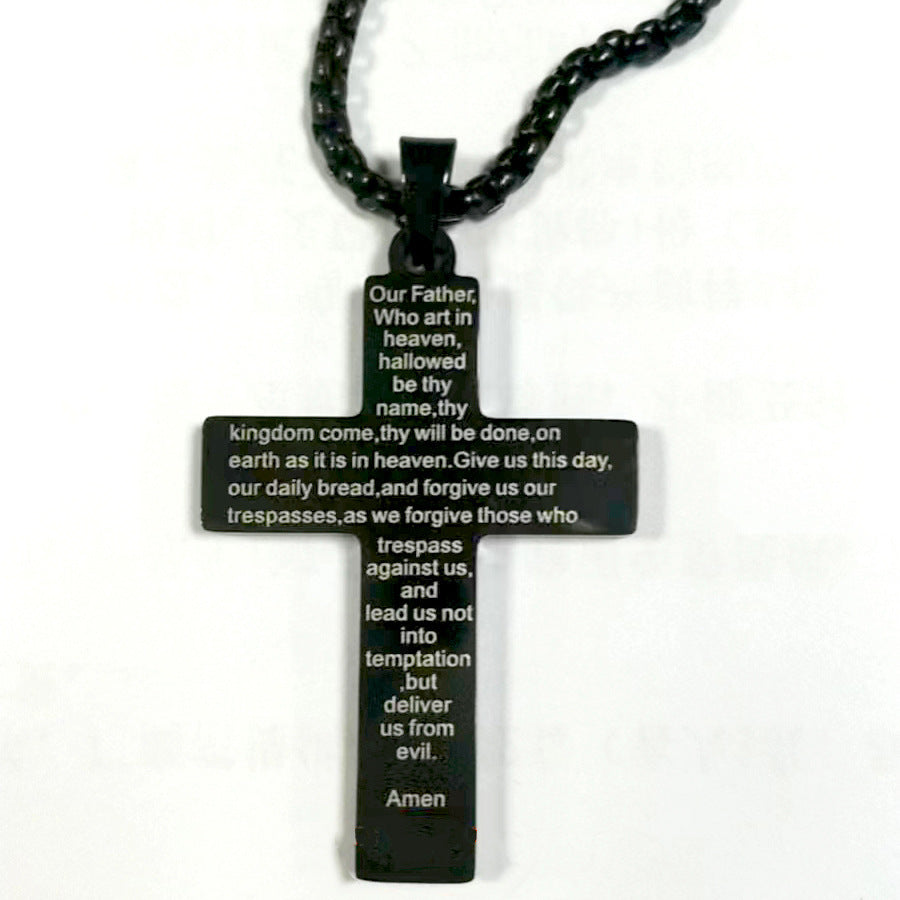 American Flag Cross Necklace Pendant Men's Stainless Steel Necklace