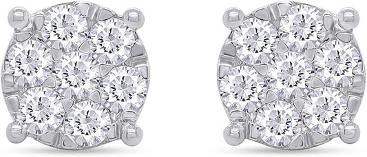 Ships from The United States - Silver Stud Moissanite Gemstones Earrings - Jewelry by Goldz.vip