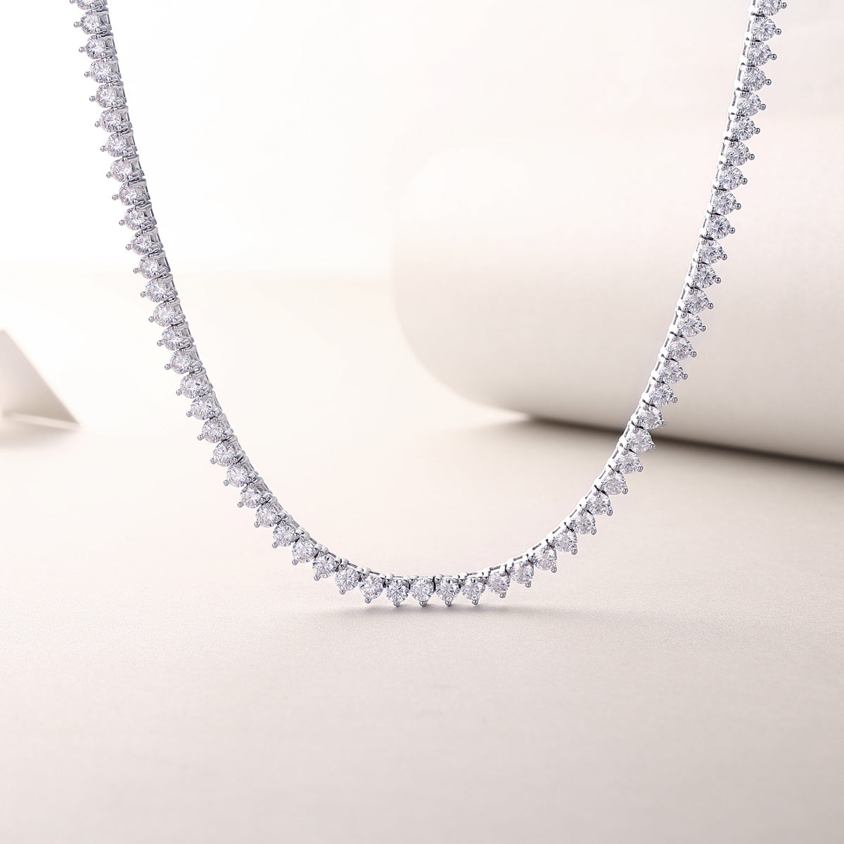 United States SELLER - Moissanite Diamond Silver Tennis Chain Necklace - Goldz.vip