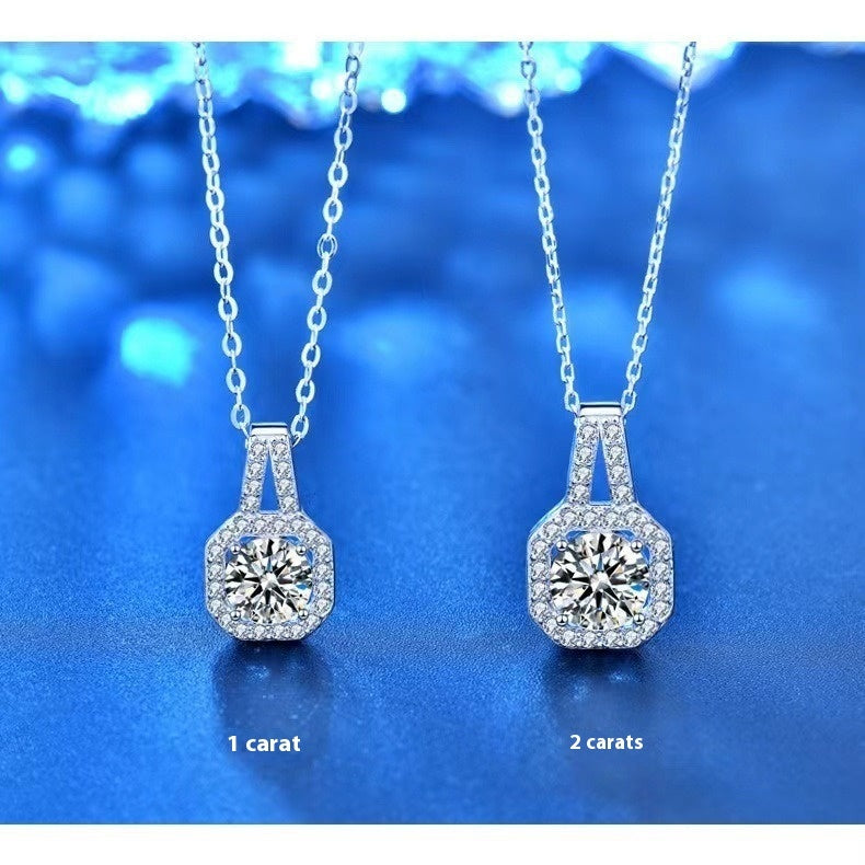 Moissanite  Silver Necklace For Women All-match