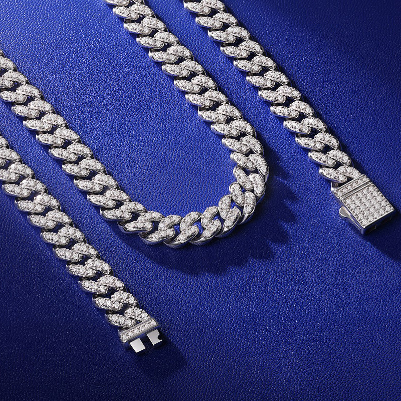 Goldz.vip Miami Link Cuban Necklace iced out in Moissanite Diamond bling