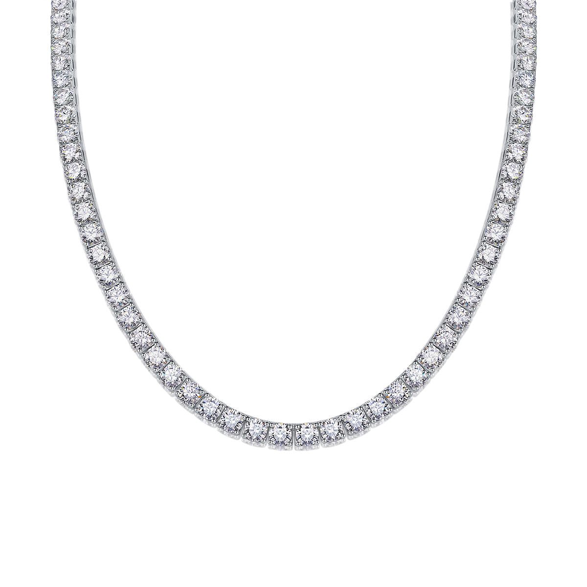 Ships from United States - Moissanite Diamond Silver Tennis Necklace - Goldz.vip