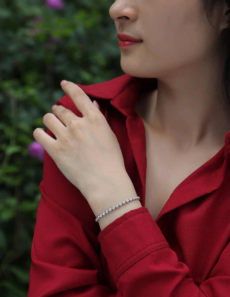 Shipping from USA -  Silver Tennis Bracelet with Moissanite Gemstones  - Plata - Pulsera - el brazalete - Moissanita