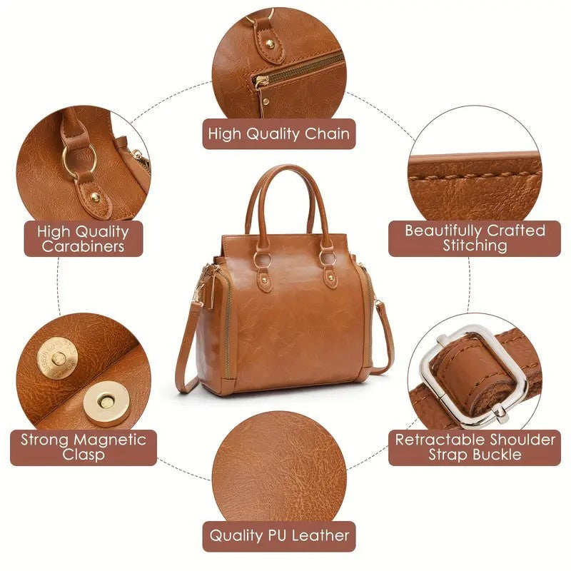 Ships from the United States of America - Women's Multifunctional Leather Shoulder Bag Handbag - Goldz.vip