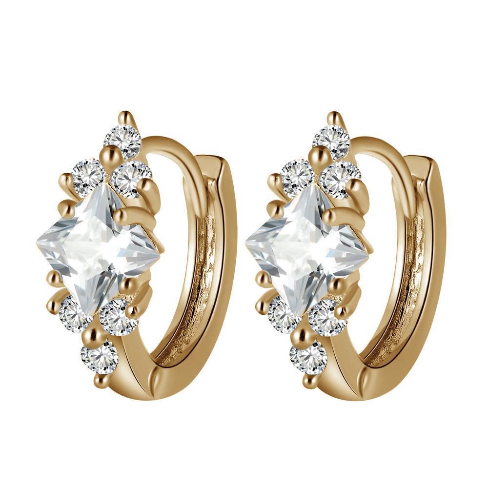 Ships from The United States - Square Zircon Earrings Gold Plated