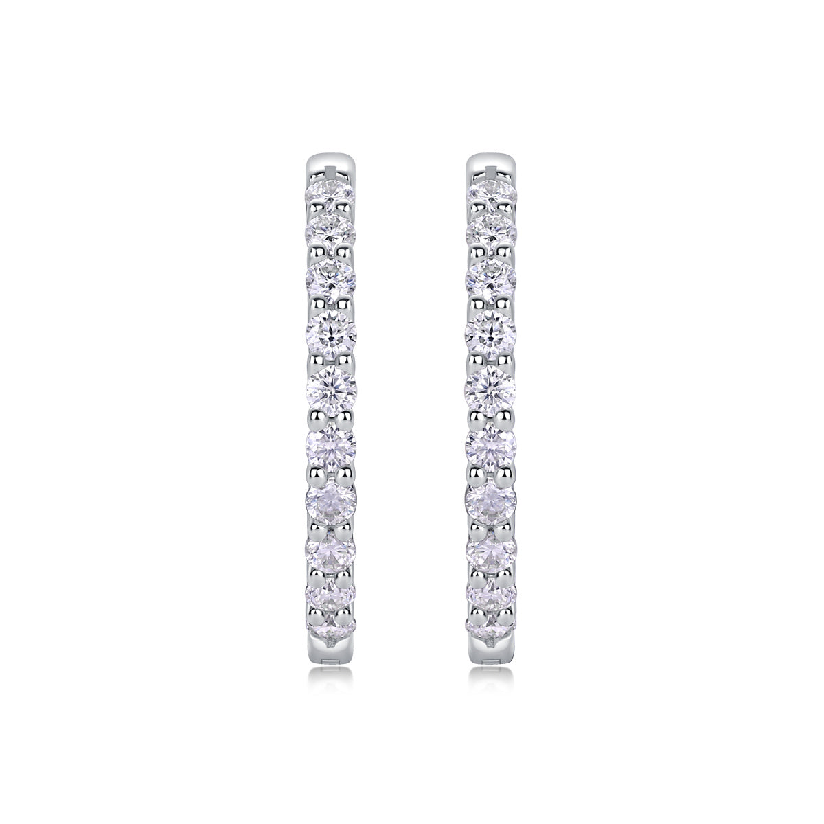 Ships from The United States - Silver Moissanite Hoop Earrings - Luxury Jewelry from Goldz.vip