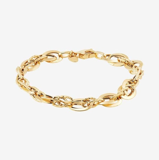 14K Yellow Gold Interlocking Link Bracelet Rio