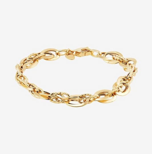 14K Yellow Gold Interlocking Link Bracelet Rio