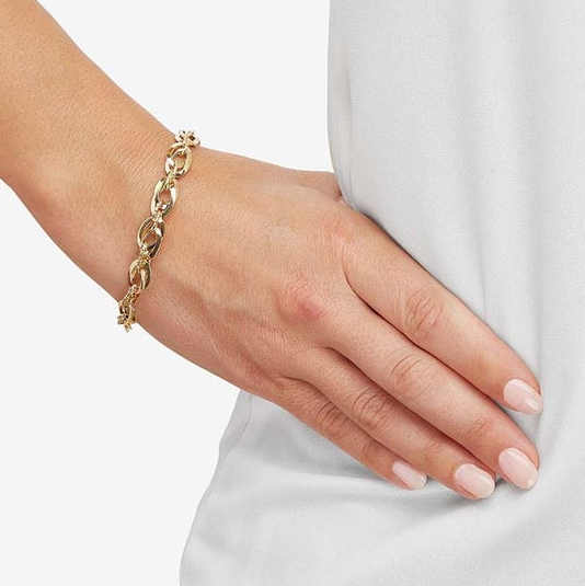 14K Yellow Gold Interlocking Link Bracelet Rio