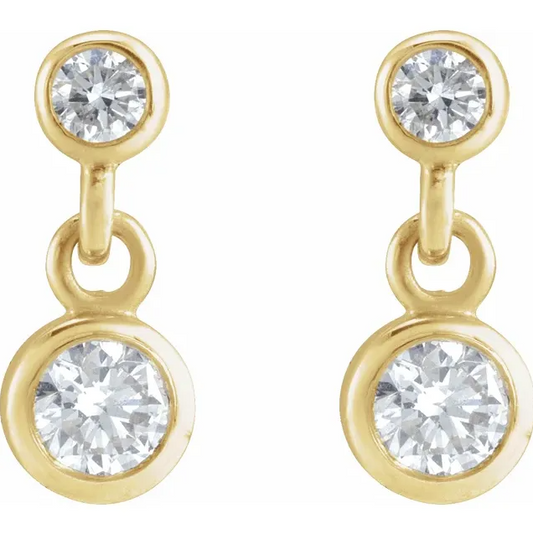 14K Yellow Gold 1/4 CTW Natural Diamond Two-Stone Earrings STU