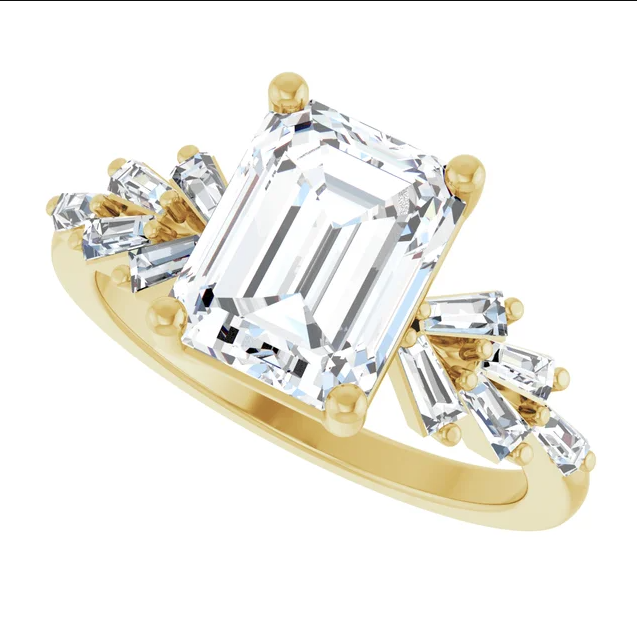 14K Yellow Gold Lab-Grown Diamond Semi-Set Engagement Ring STU