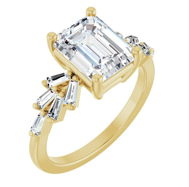 14K Yellow Gold Lab-Grown Diamond Semi-Set Engagement Ring STU