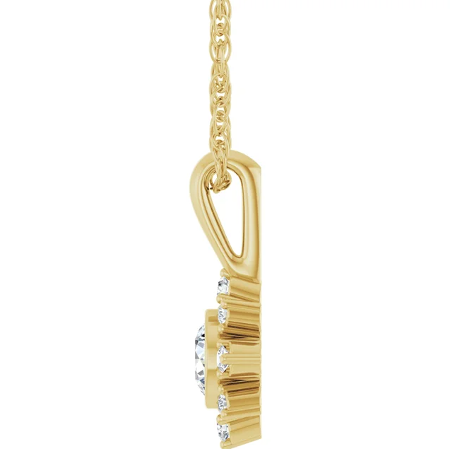 14K Yellow Gold 1/5 CTW Natural Diamond Pendant. STU