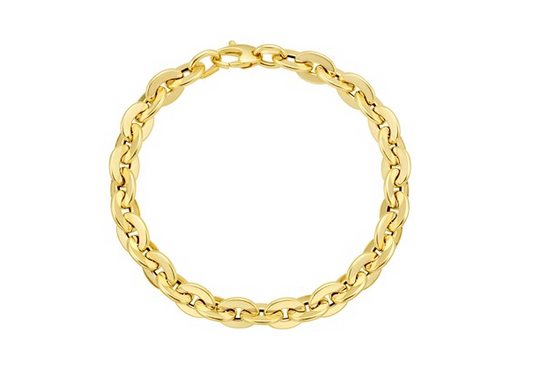 14K Yellow Gold Mirror Rolo Link Chain Bracelet (7.30 mm) RC