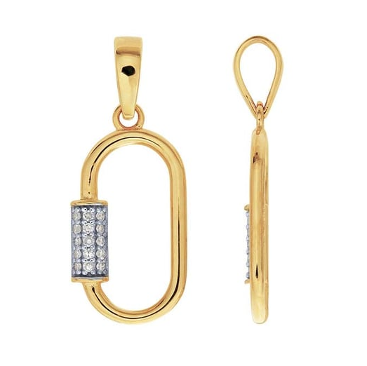 14K Yellow Gold Diamond-Set Faux Carabiner Pendant Rio