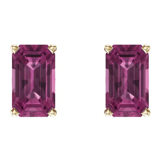 14K Yellow Gold Natural Pink Tourmaline Earrings STU