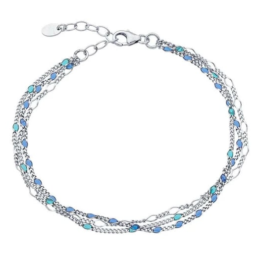 Sterling Silver Three-Strand Enameled Links Bracelet. RIO