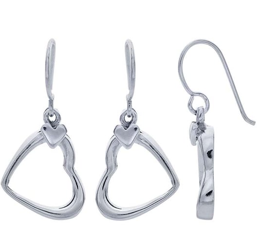 Sterling Silver Heart Drop Earrings Rio
