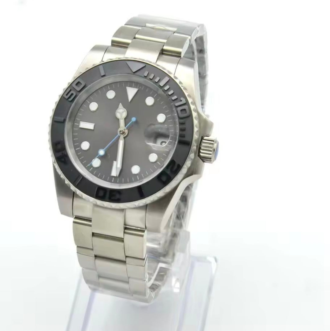 Minimalist Sterile Dial Automatic Men's Sport Watch – 40mm Stainless Steel & Ceramic Bezel