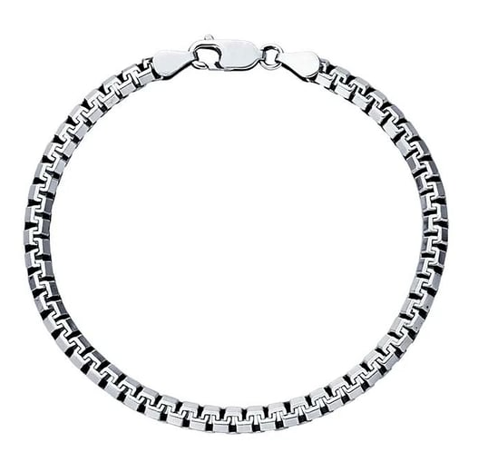 Sterling Silver Oxidized 3.7mm Greek Venetian Box Chain Bracelet Rio