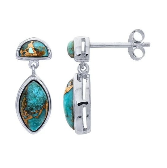 Sterling Silver Mojave Turquoise-Set Post Earrings. RIO