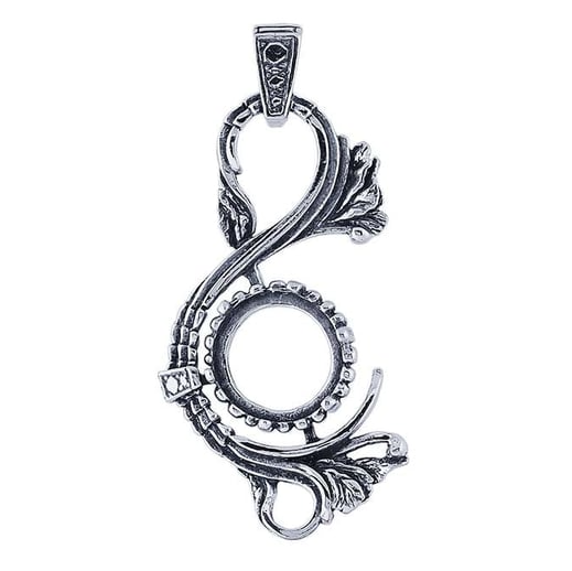 Sterling Silver 12mm Round Victorian Pendant Mounting Rio