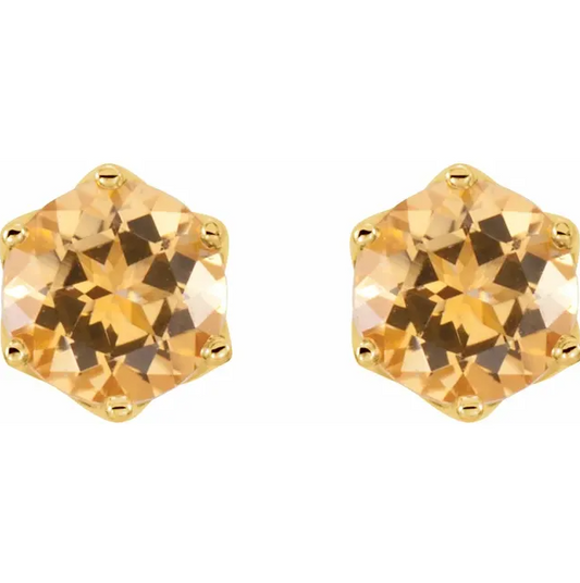 14K Yellow Gold Natural Citrine Earrings STU