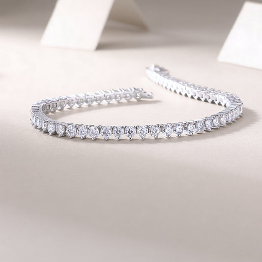 Goldz.vip - Silver Tennis Bracelet with Moissanite Gemstones - Dances Rainbow Colors - USA Seller - Iced Out Luxury Jewelry - plata la pulsera el brazalete moissanita
