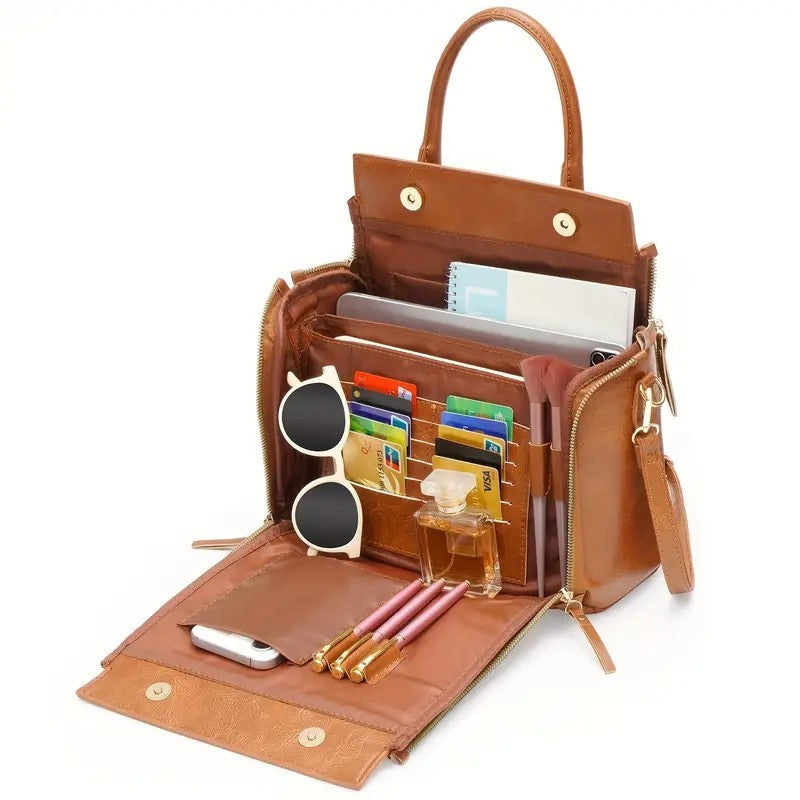 Ships from the United States of America - Women's Multifunctional Leather Shoulder Bag Handbag - Goldz.vip