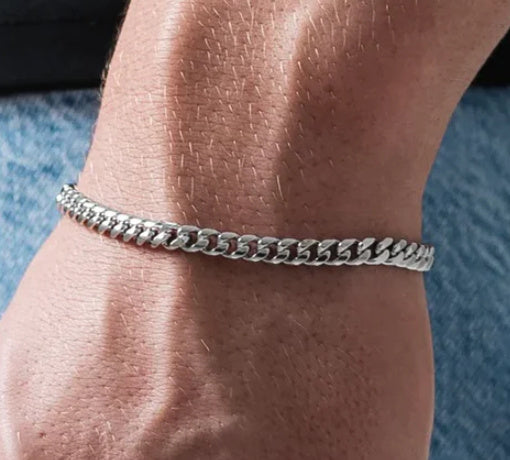 Cuban link bracelet silver color curb miami