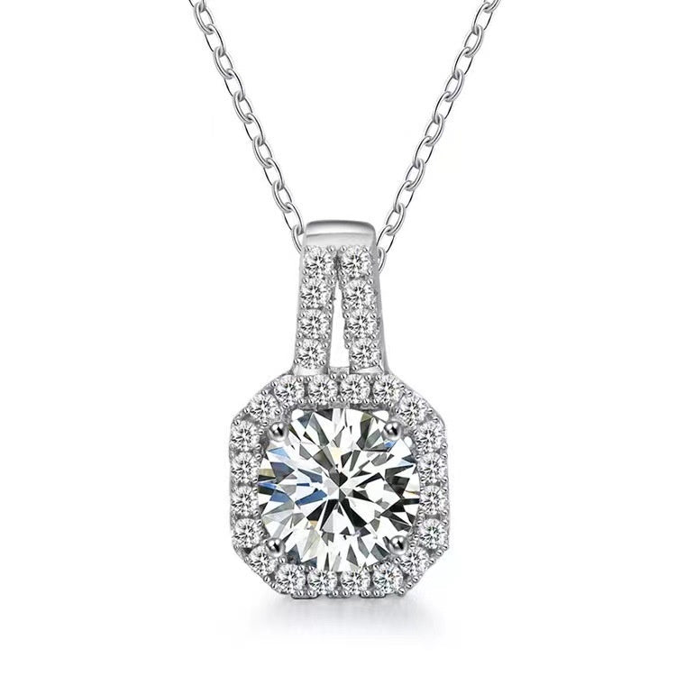 Moissanite  Silver Necklace For Women All-match