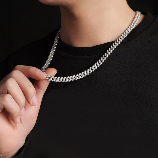 Goldz.vip Miami Link Cuban Necklace iced out in Moissanite Diamond bling