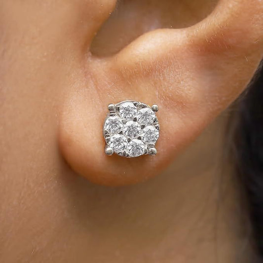 Ships from The United States - Silver Stud Moissanite Gemstones Earrings - Jewelry by Goldz.vip