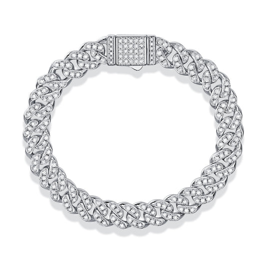 Goldz.vip - Silver Bracelet with Moissanite Gemstones - Sparkles Fire Rainbow Colors and will PASS a Diamond Tester