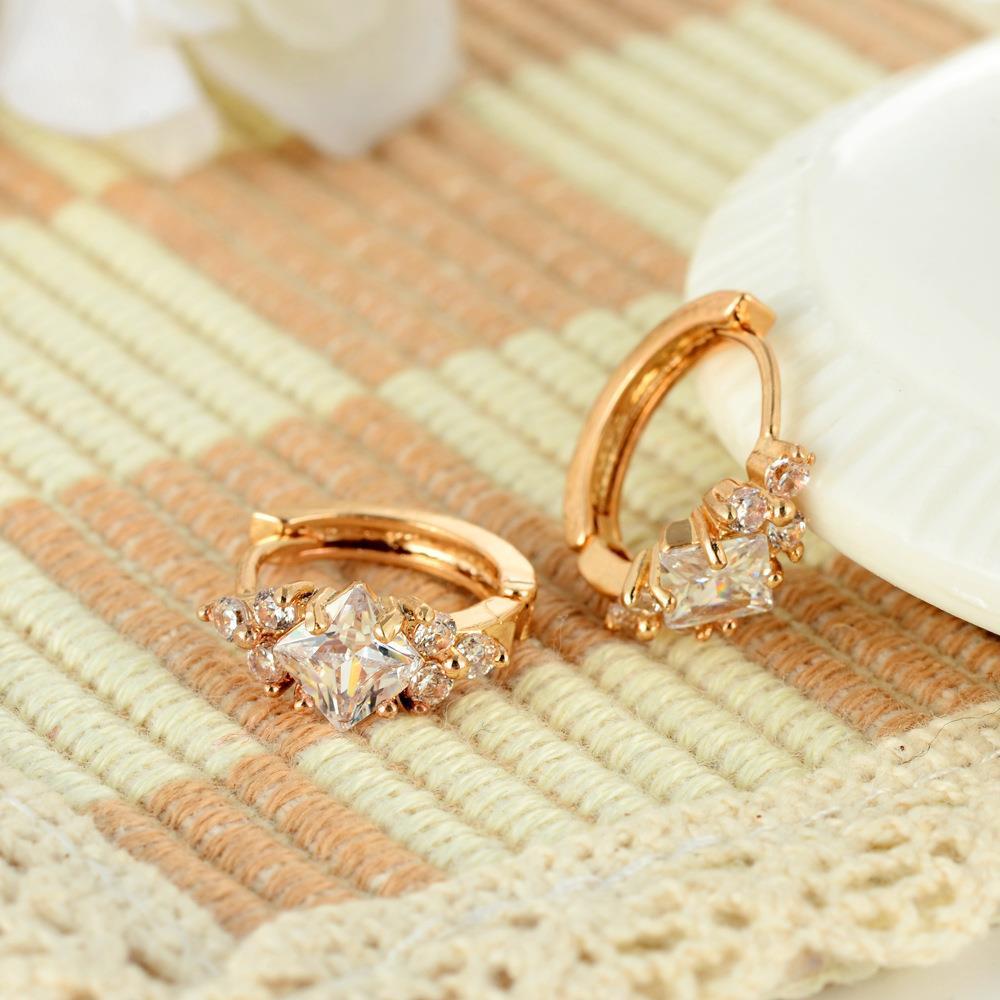 Ships from The United States - Square Zircon Earrings Gold Plated