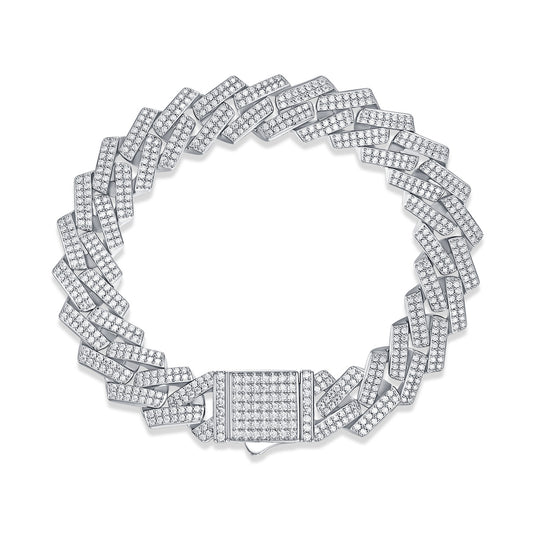 Miami Link Bracelet with Moissanite Diamonds , Silver , USA Seller , Quality Jewelry at an affordable deal at Goldz.vip
