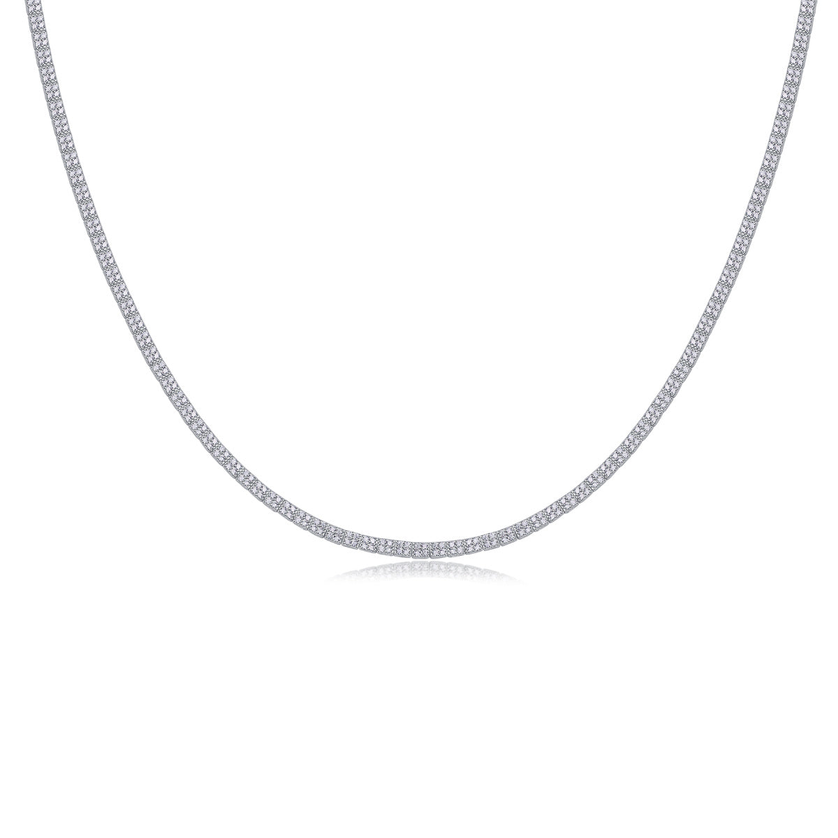 Ships from the USA - Goldz.vip - Tennis Necklace Silver inlaid with Moissanite Diamonds inlaid