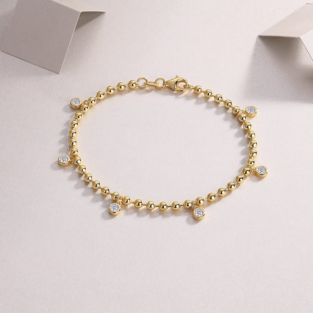 S925 Silver Bracelet Gold Plated with Moissanite Diamond