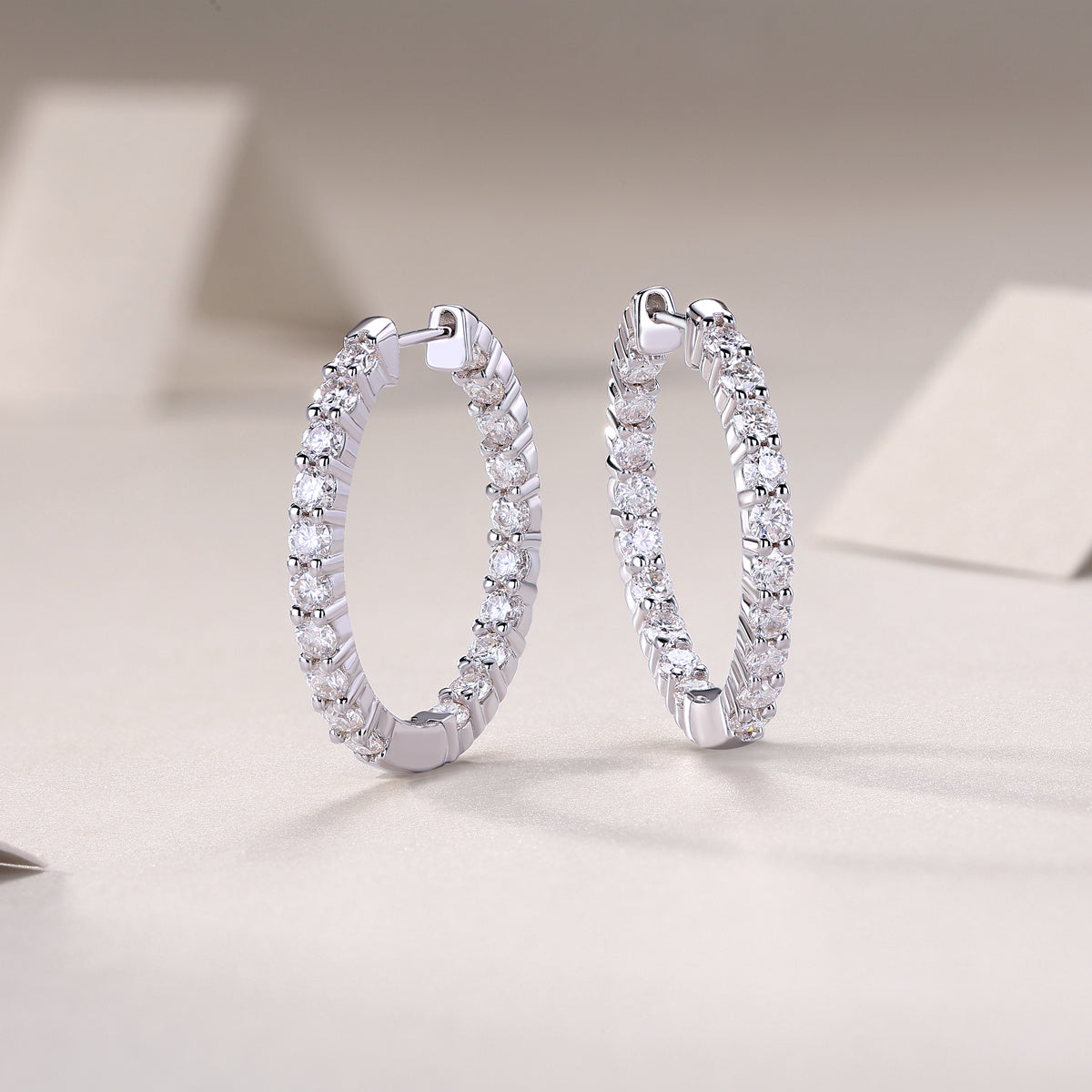 Ships from The United States - Silver Moissanite Hoop Earrings - Luxury Jewelry from Goldz.vip