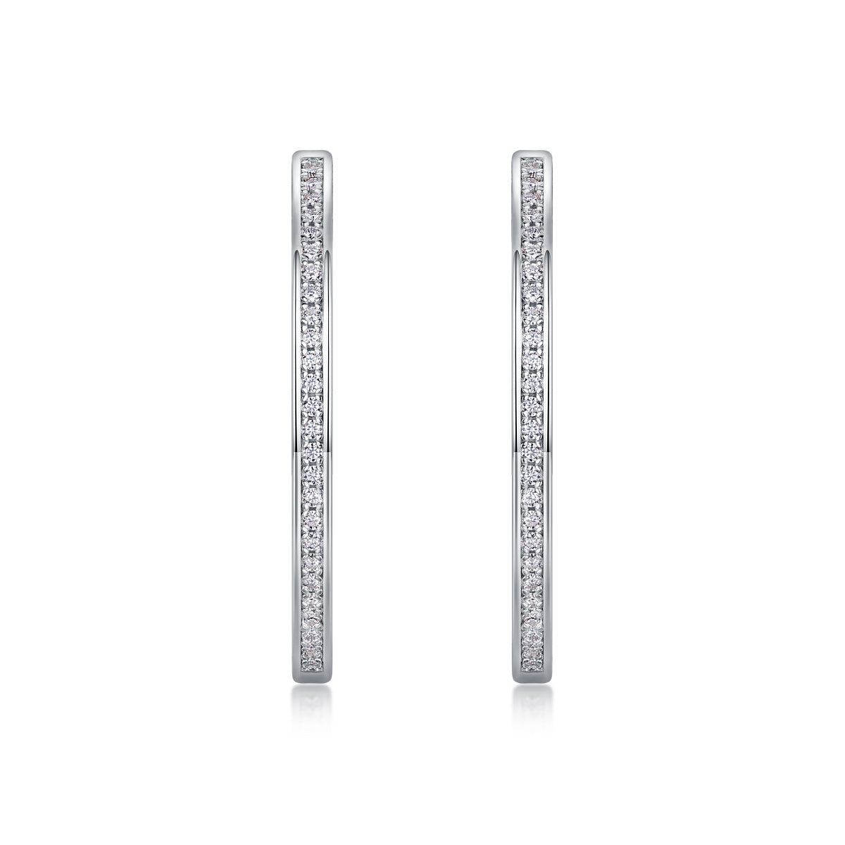 Ships from The United States -  Pair of Silver Hoop Moissanite Earrings - Jewelry by Goldz.vip