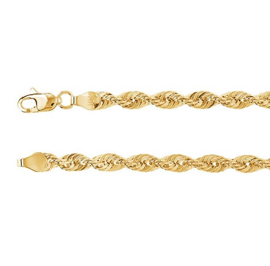 10K Yellow Gold 4mm Diamond-Cut French Rope Chain Rio