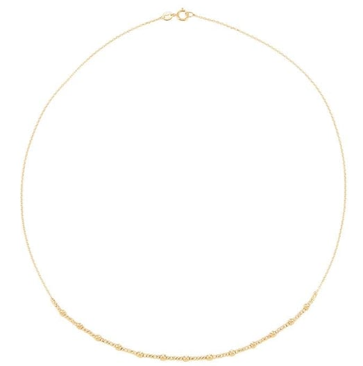14K Yellow Gold Cube and Beaded Station Chain Necklace Rio
