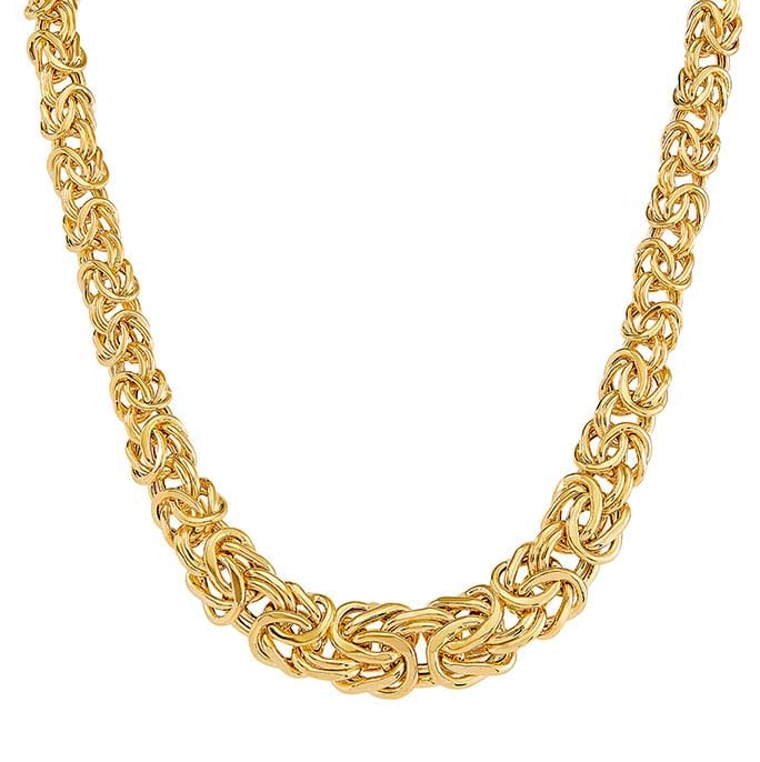 14K Yellow Gold Graduated Byzantine Chain Necklace Rio