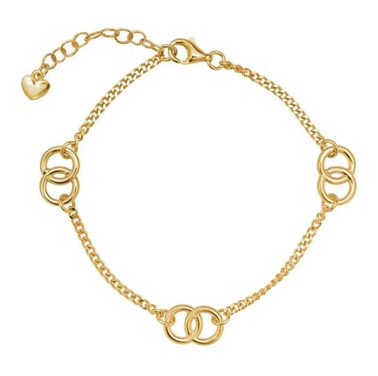 Sterling Silver Gold-Plated Double Circles Bracelet. RIO