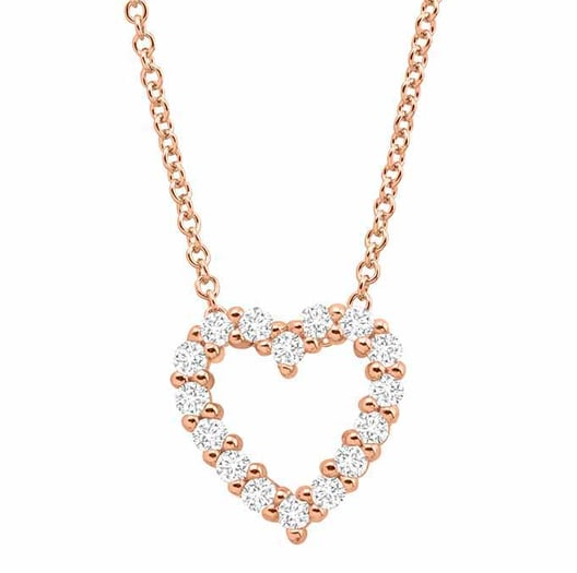 14K Rose Gold-Plated Sterling Silver Lab-Grown White Sapphire Open Heart Rio Necklace