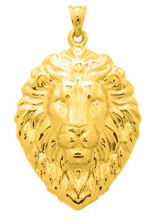 Lions Head Pendant in 14K Yellow Gold RC