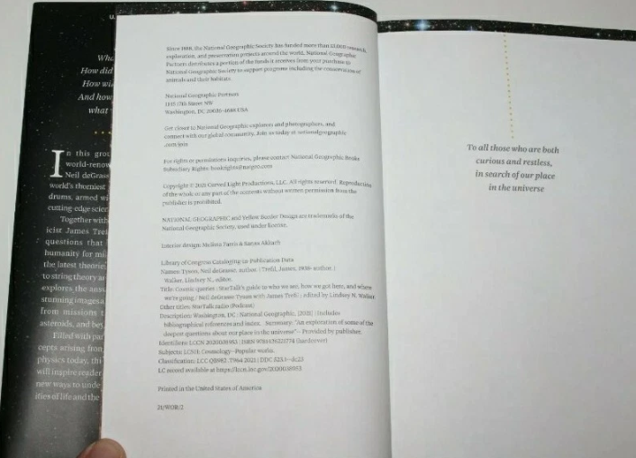 Autograph Neil deGRASSE Tyson COSMIC QUERIES HC Book - Beckett Authentication