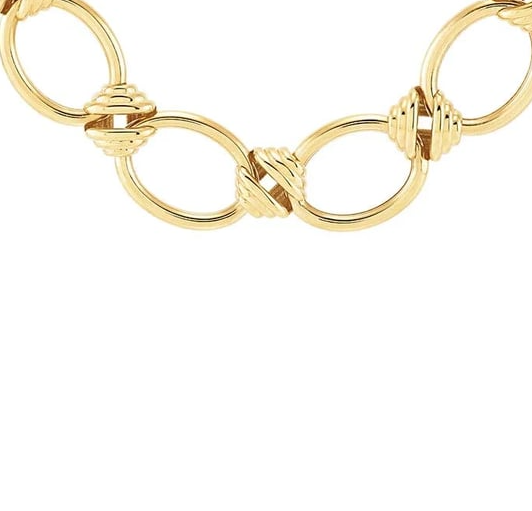 14K Yellow Gold Oval Link Station Necklace Rio